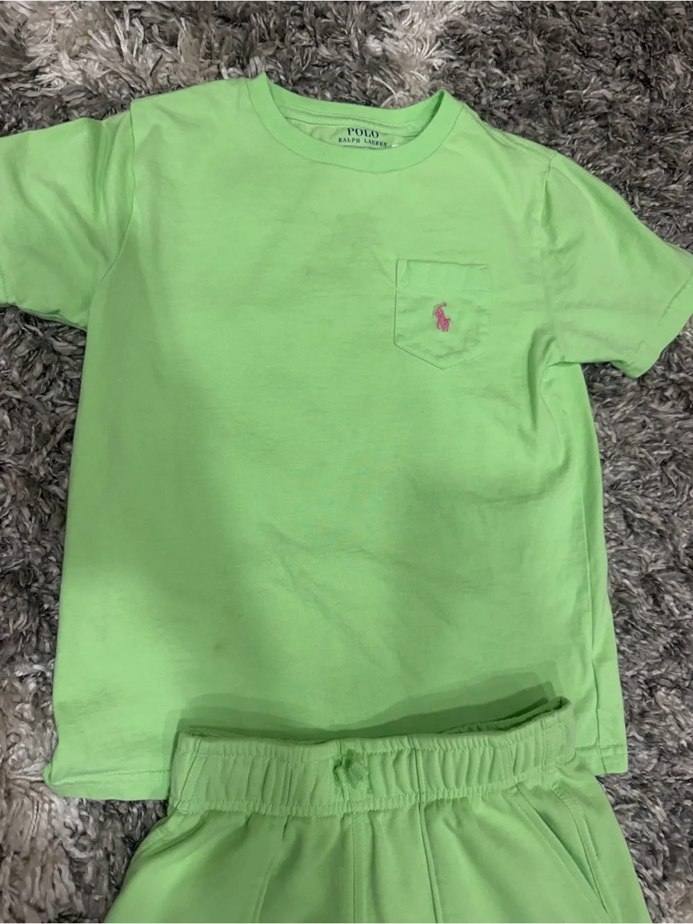 Ralph Lauren Neon Green Pocket Tee & Shorts Set